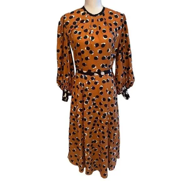 Hunter Bell Casper Dress Orange Dots As Seen On TV Worn By Jenna Bush Size 4 - Picture 2 of 7